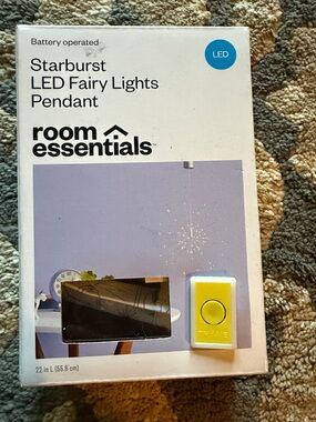 Room Essentials Starburst LED Fairy Light Pendant in White and Yellow